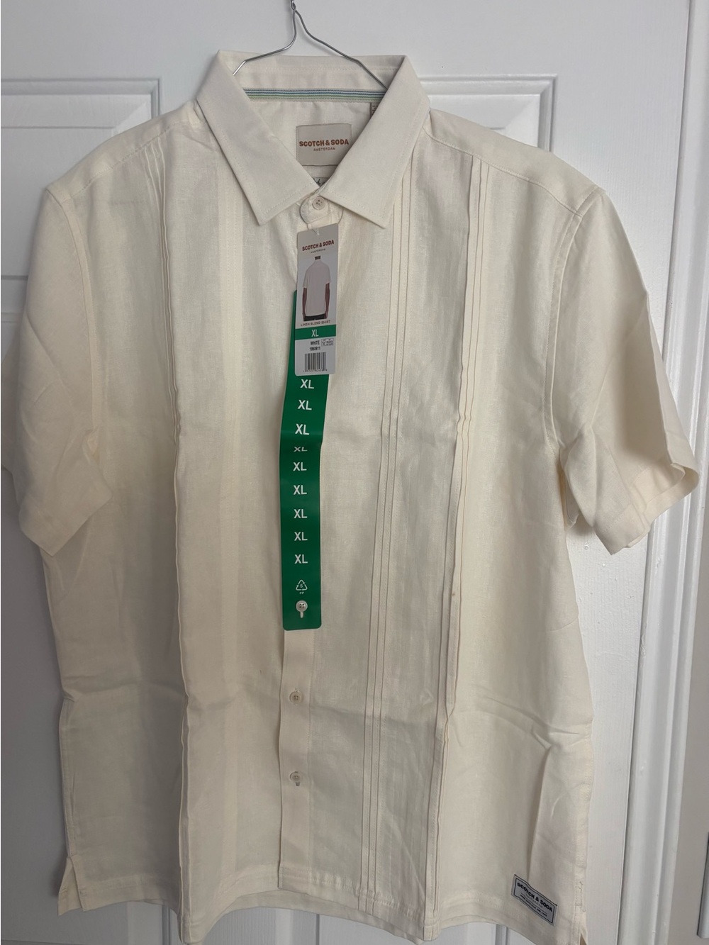 Scotch & Soda Cream Short Sleeve Button-Down Shirt